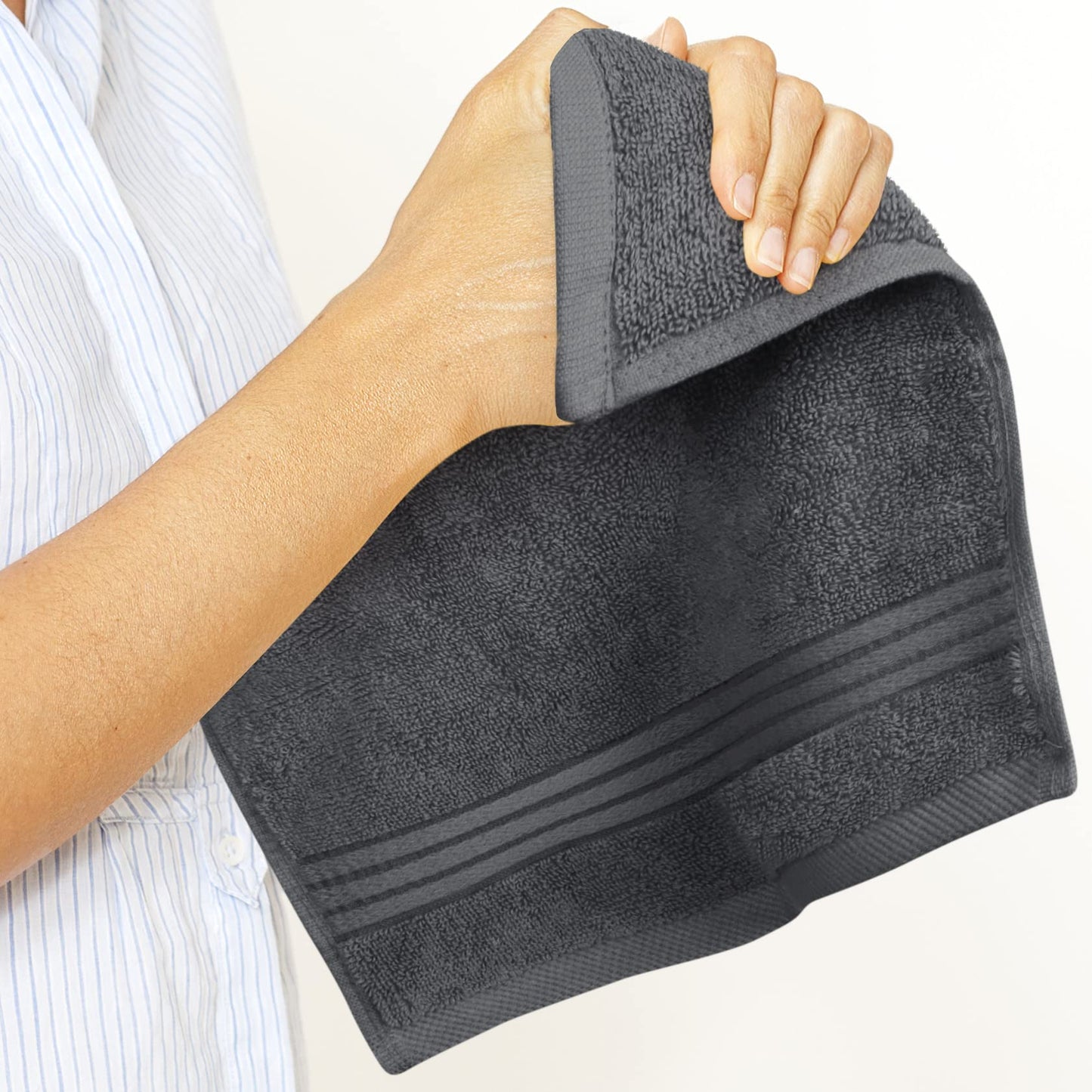 Utopia Towels 12 Pack Premium Wash Cloths Set, 12 by 12 Inches, 100% Cotton Ring Spun, Highly Absorbent and Soft Feel Washcloths for Bathroom, Spa, Gym, and Face, Grey - Available at All In One Marketplace Canada