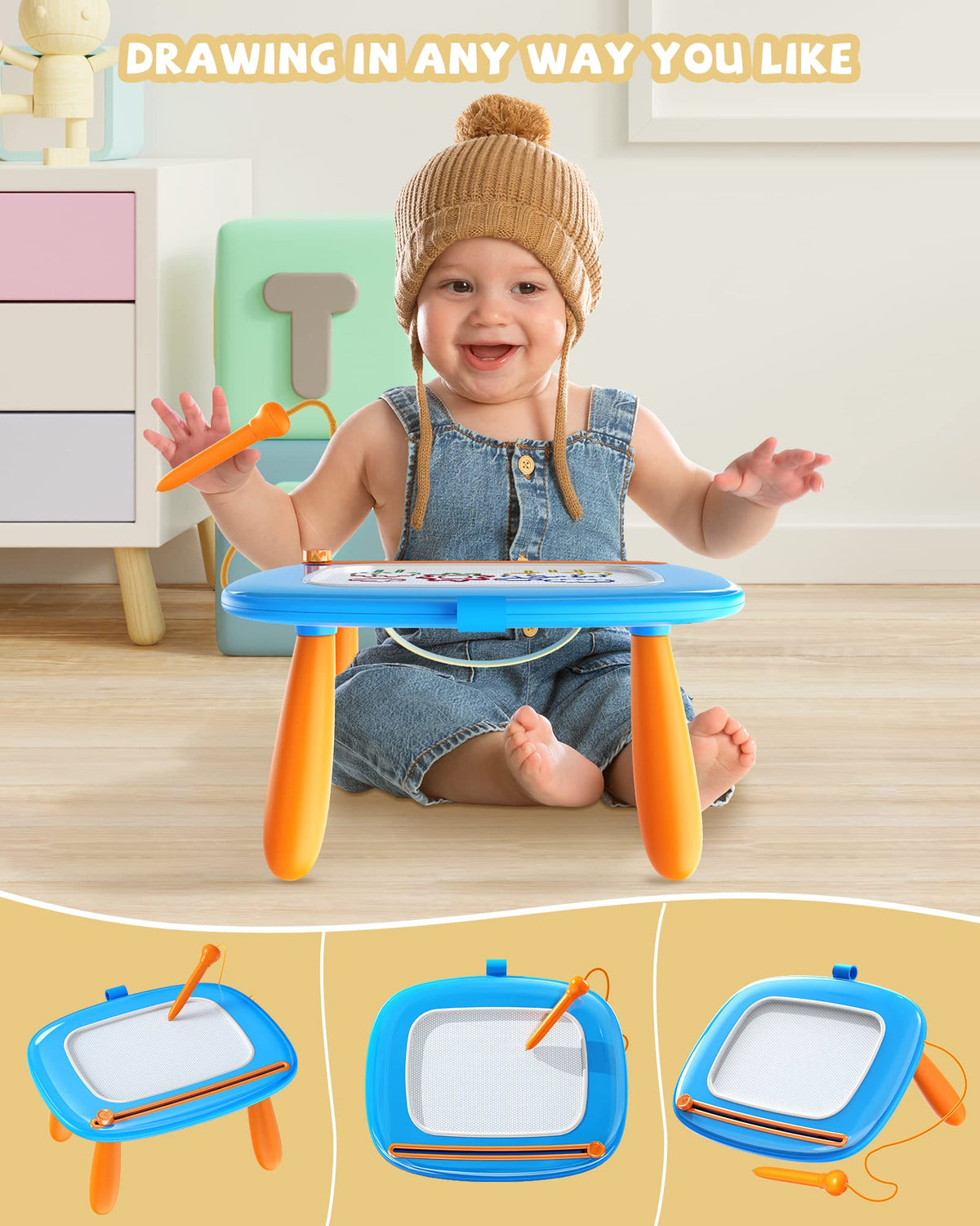 Kikapabi Toddlers Toys Age 1-2, Gift for 1 2 Year Old Toddler Boy Girl, Magnetic Drawing Board Preschool Learning and Educational Toys, Doodle Baby Kids, Christmas Birthday New Gift(Blue) 🍁 All In One Marketplace Canada