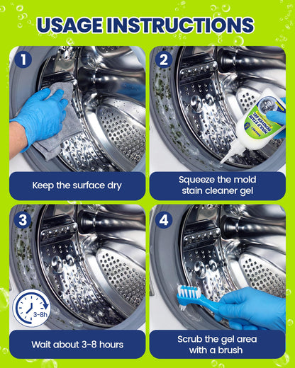 Mould Remover Gel - Household Washing Machine Cleaner, Tile Grout Cleaner with Brush, Mildew Stain Remover for Washer Rubber, Shower, Bathroom, Bathtub Caulk, Kitchen Sink, Fridge Seal, Wall - 8 Fl Oz - Available at All In One Marketplace Canada
