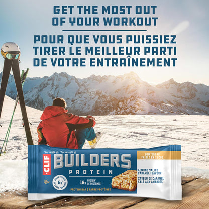 Clif Builders Low Sugar Protein Bars, Almond Salted Caramel Flavour 12 Bars BUILDERS