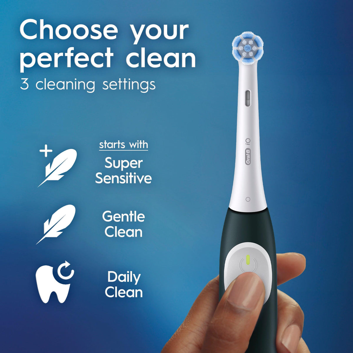 Oral-B iO2 Electric Toothbrush, for an Easy Switch to Electric, Forest Green, Rechargeable Electric Toothbrushes, iO Series 2 Starter Kit with 1 Power Toothbrush and 2 Brush Heads