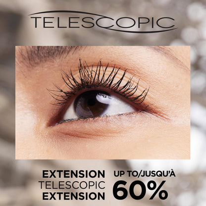 L'Oreal Paris Telescopic Waterproof Mascara, Eyelash Lengthening Mascara, Unique Non-Clumping Formula, Delivers Intense Length, For Sensitive Eyes, Black, 8 ml - Available at All In One Marketplace Canada