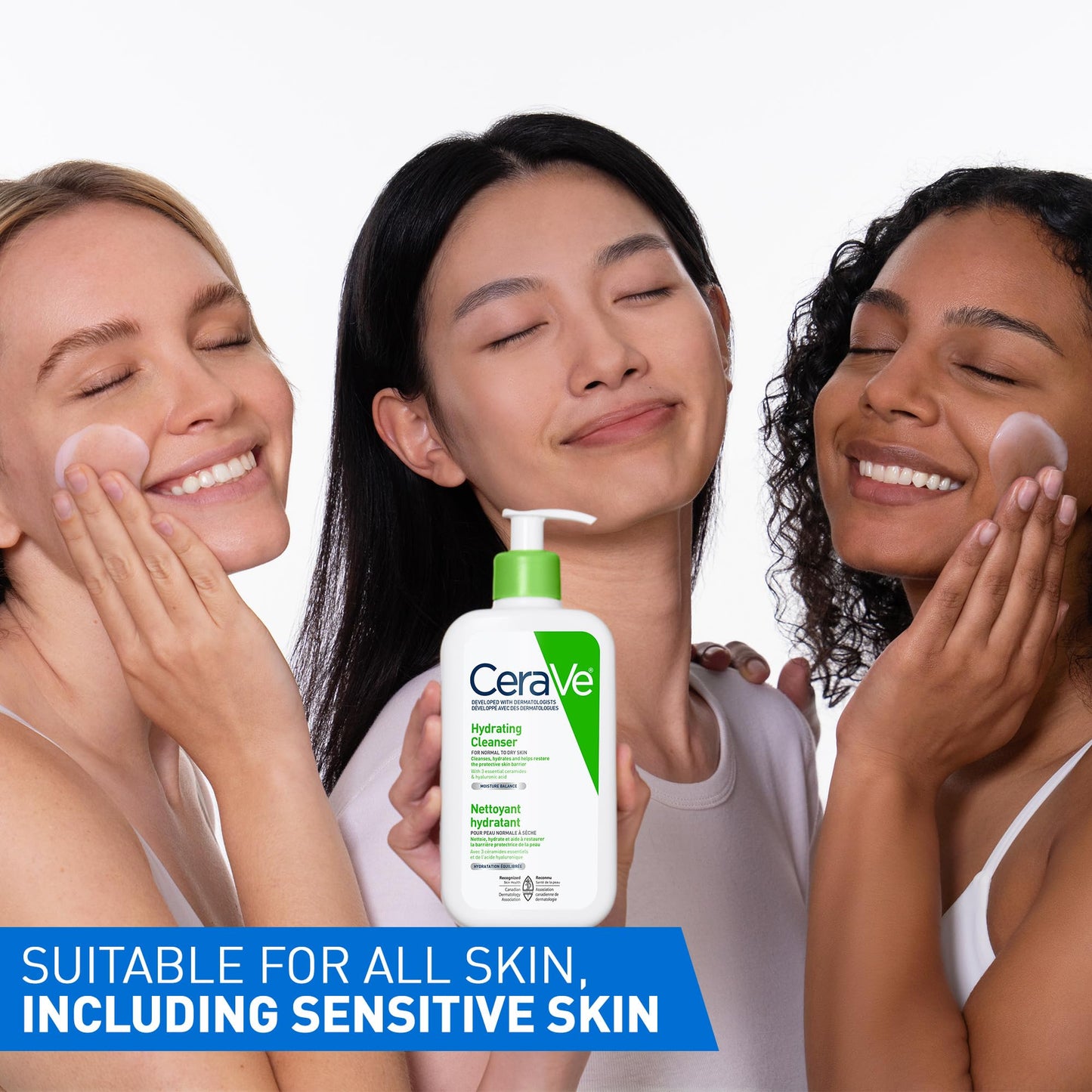CeraVe Hydrating Face Wash, Daily, Gentle Moisturizing Non-Foaming Facial Cleanser for Men & Women with Hyaluronic Acid, Ceramides, Glycerin. Suitable for Dry & Sensitive Skin, Fragrance-Free, 473ML
