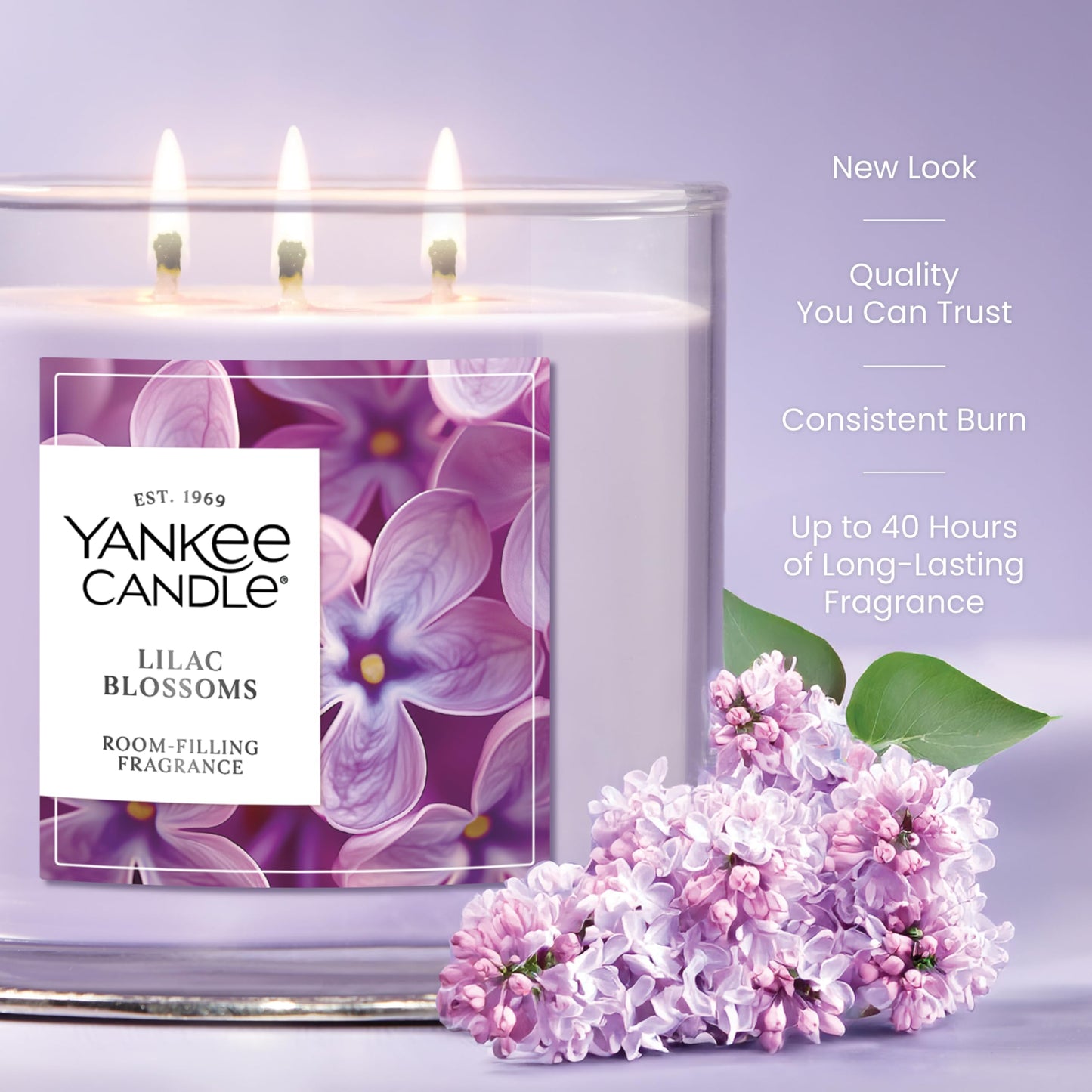 Yankee Candle 3 Wick Candle Jar, Scented Candle with up to 40 Hours of Burn Time, Premium Plant Wax Blend for Consistent Long Lasting Scent from First to Last Burn, Lilac Blossom 🍁 All In One Marketplace Canada