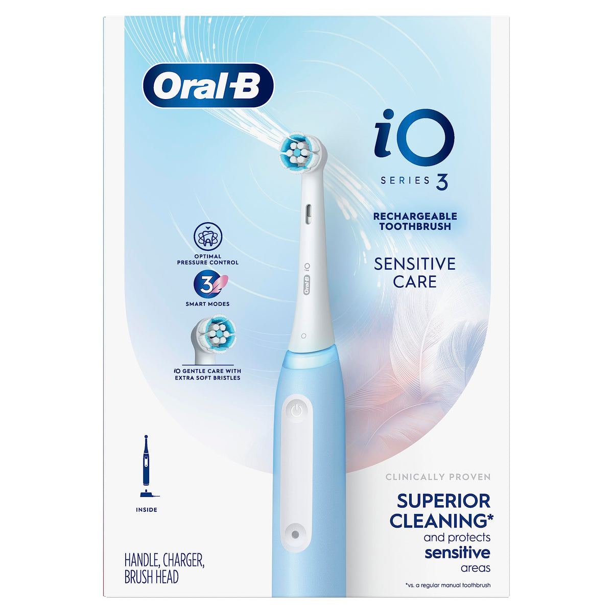 Oral-B iO Series 3 Electric Toothbrush with (1) Brush Head, Rechargeable, Icy Blue