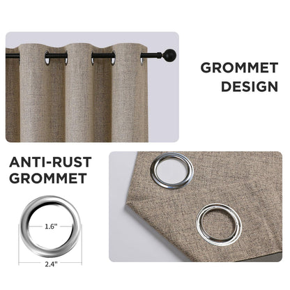 CUCRAF 100% Blackout Window Curtains 84 inches Long 2 Panels Set, Faux Linen Look Thermal Insulated Grommet Drapes, Room Darkening Curtain for Bedroom Living Room(W52 x L84 Inch, Light Khaki) 🍁 All In One Marketplace Canada