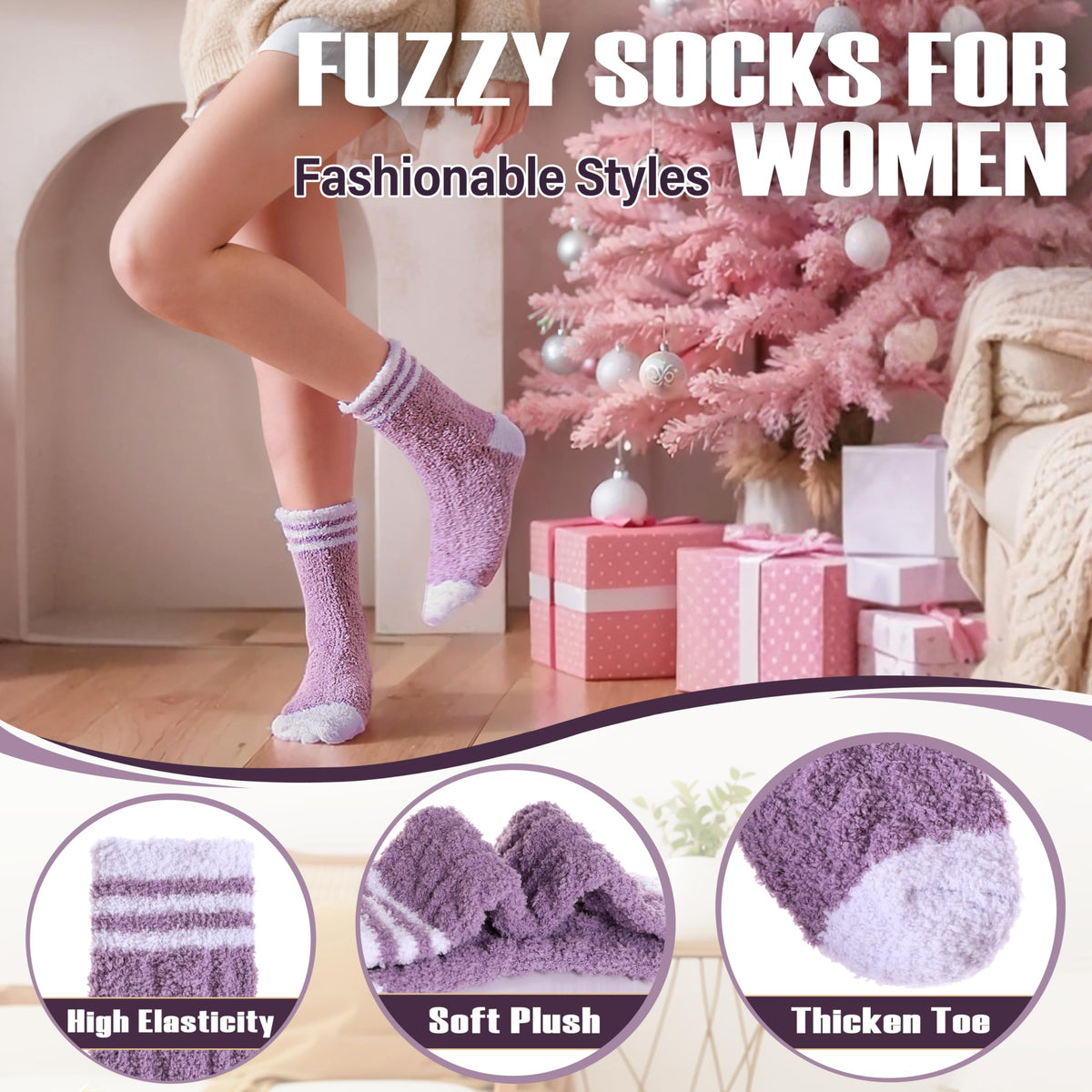 ANTSANG Womens Fuzzy Socks, Fluffy Cozy Winter Comfy Fleece Slipper Socks 🍁 All In One Marketplace Canada