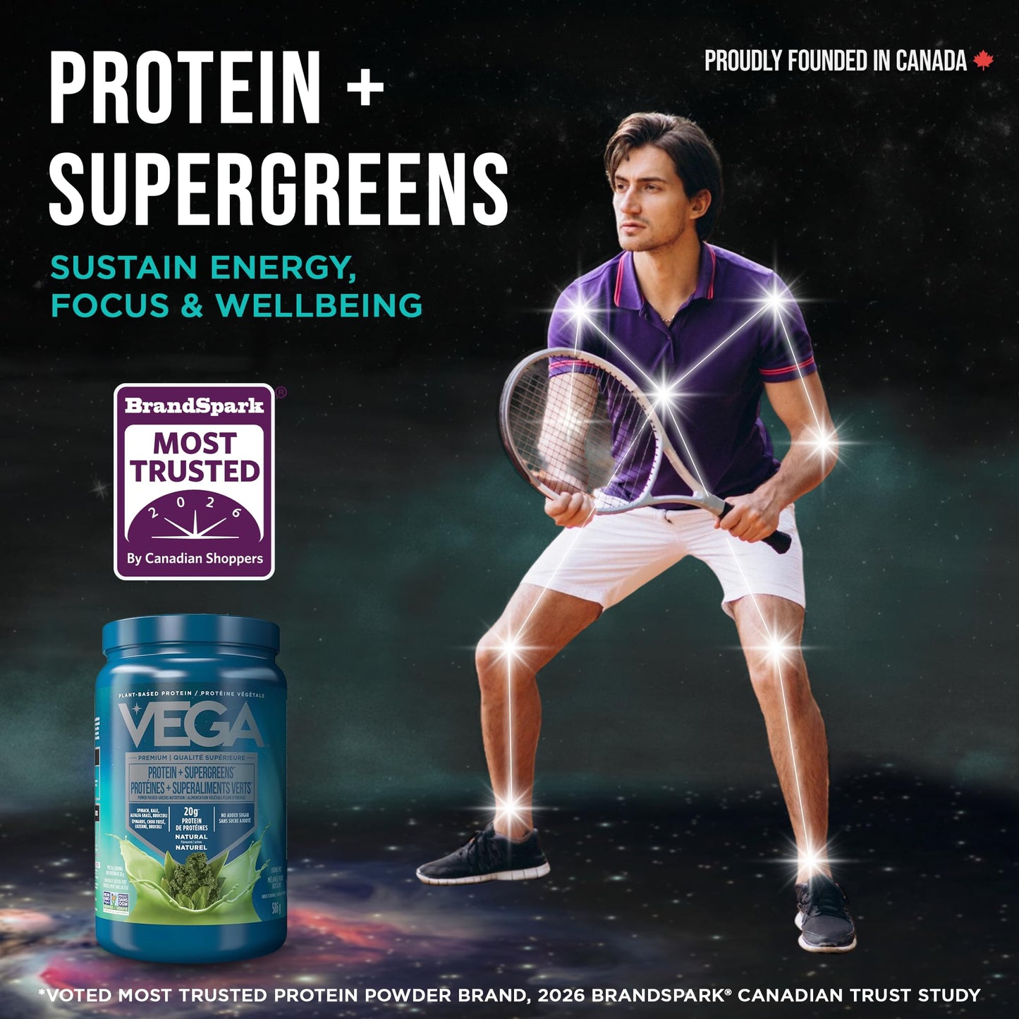 Vega Protein + Supergreens Vegan Plant Based Protein Powder – 20g Organic Pea Protein, Dairy-free, Healthy Breakfast Shake – Natural 21 Servings, 586 grams (Pack of 1)