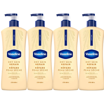 Vaseline Dry Skin Repair Lotion Ultra-Hydrating 72H Moisture, 600mL, 4-Pack Vaseline