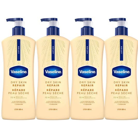 Vaseline Dry Skin Repair Lotion Ultra-Hydrating 72H Moisture, 600mL, 4-Pack Vaseline