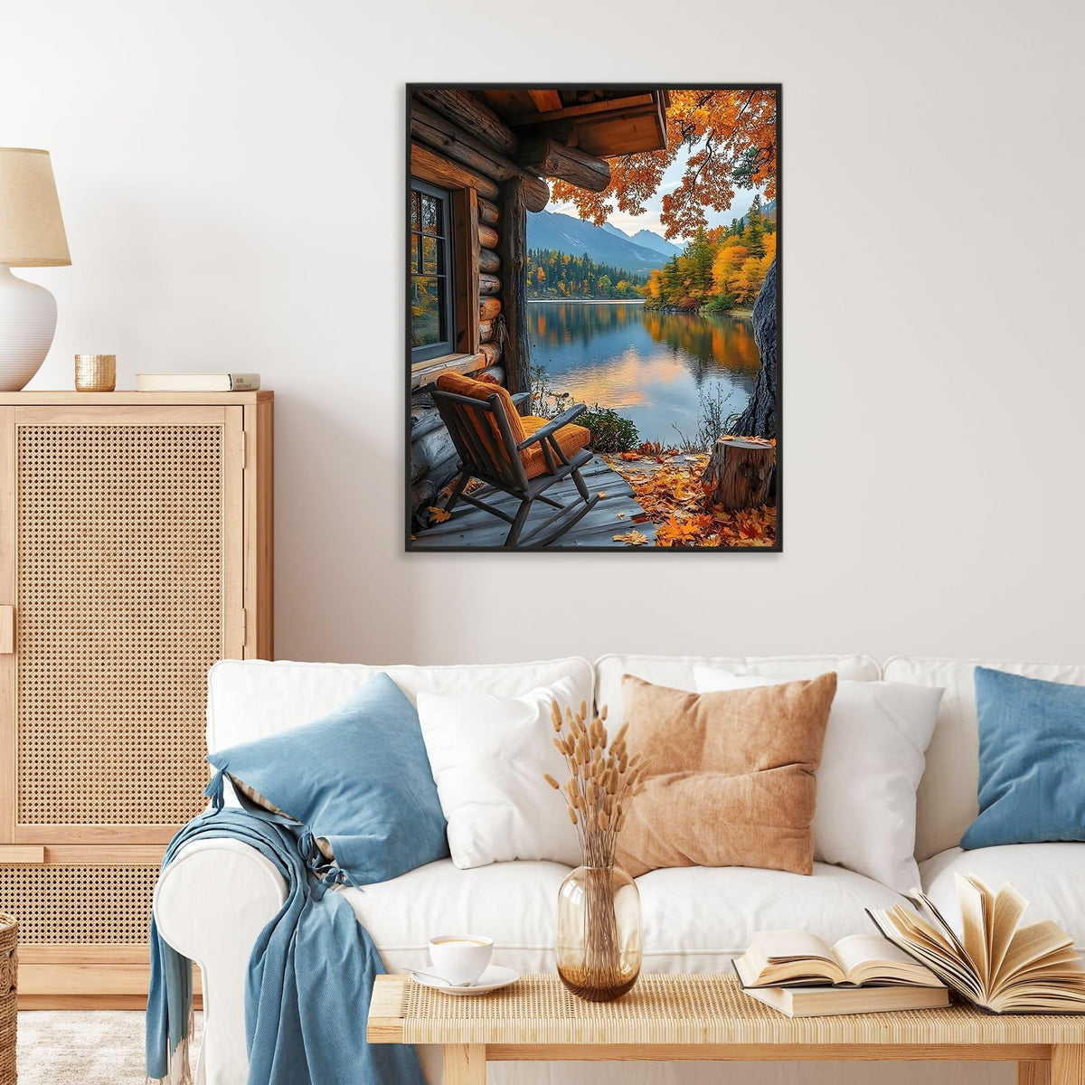 Paint by Numbers Adult Kit, Fall Lake Cabin Number Painting Canvas Kit 🍁 All In One Marketplace Canada