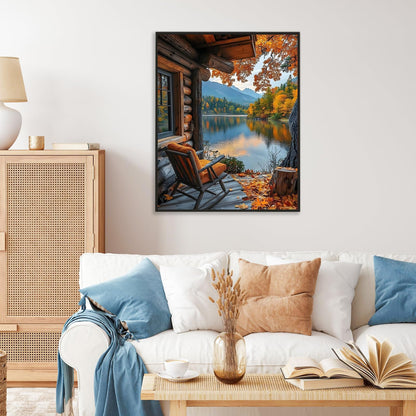 Paint by Numbers Adult Kit, Fall Lake Cabin Number Painting Canvas Kit 🍁 All In One Marketplace Canada