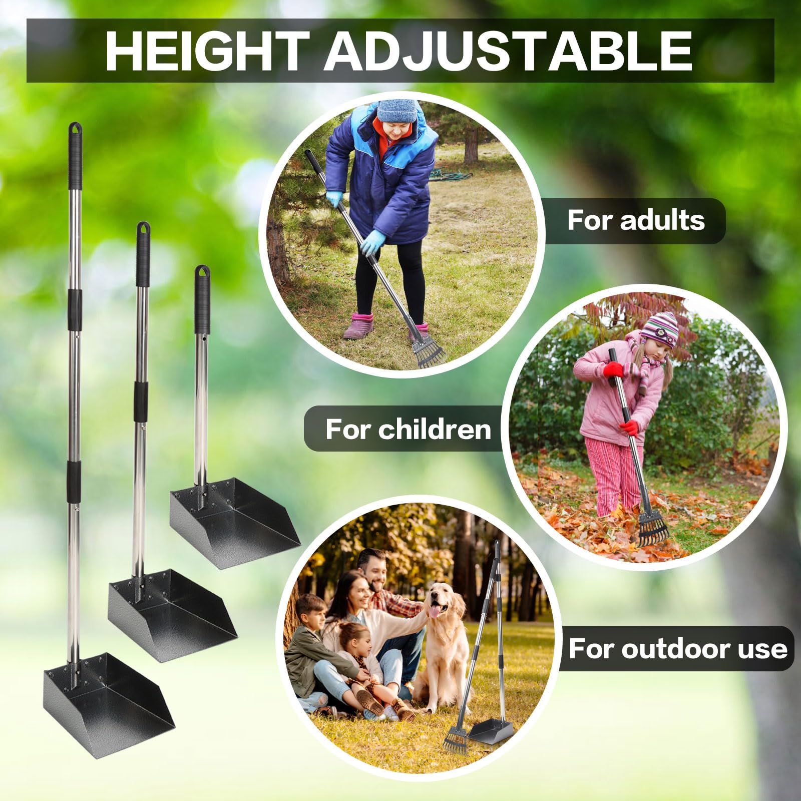 THRISEED Dog Pooper Scooper, Durable Dog Poop Tray and Long Handle Rake Set for Large Medium Small Dogs, Heavy Duty Pet Suppliers