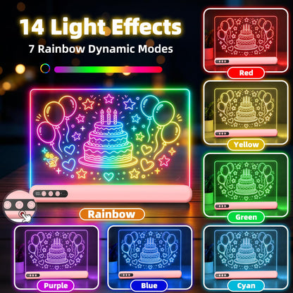 16'' LED Drawing Board for Kids, Rechargeable Led Note Board with 7 Colors, Light Up Drawing Tablet 7 Dynastic Modes Includes Adapter, Christmas Birthday Halloween Gifts for Girls & Boys Age 3+ (Pink) 🍁 All In One Marketplace Canada
