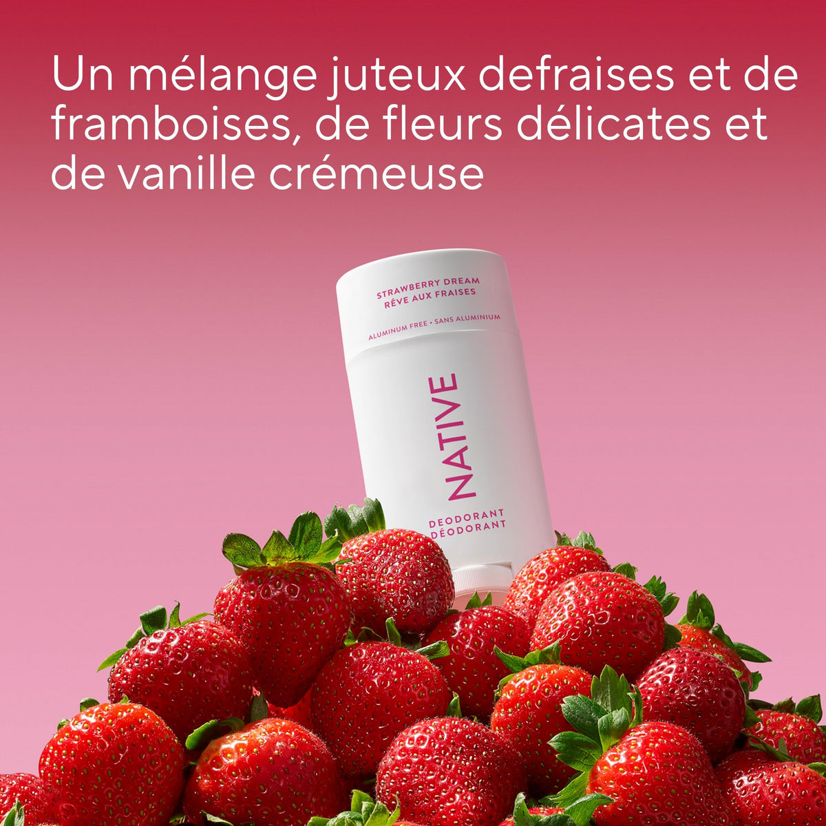 Native Aluminum-Free Deodorant, 72-Hour Protection, Strawberry Charm, 75 g