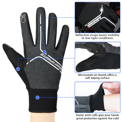 Souke Sports Winter Thin Cycling Gloves, Men Women Lightweight Thermal Padded Bike Gloves, Touchscreen Waterproof for Riding Running Hiking GE L 🍁 All In One Marketplace Canada