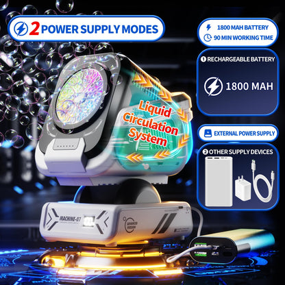 Upgraded Bubble Machine with Remote Control, Automatic Rotation & RGB Lights, 1800mAh Rechargeable, Type-C Charge, Bubble Maker for Kids, Weddings, Birthday Parties, Outdoor Activities