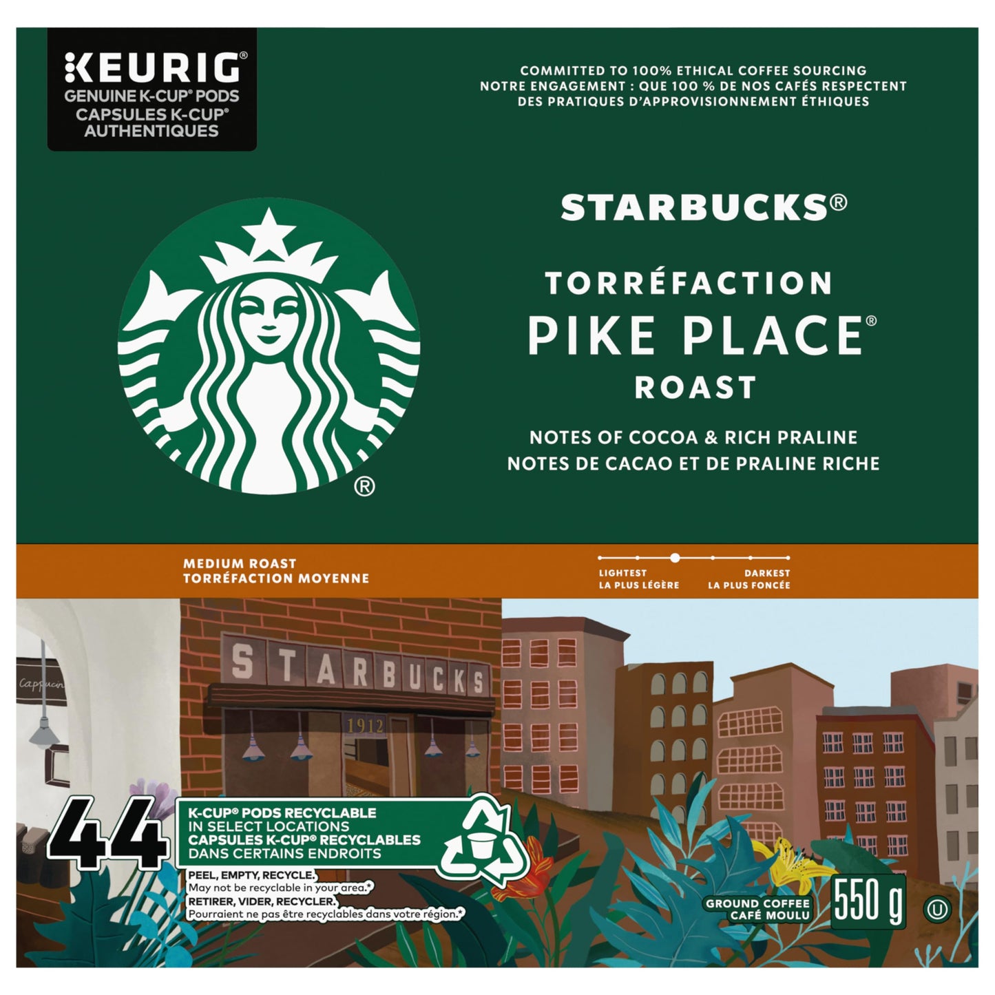 Starbucks Pike Place Medium Roast K-Cup Coffee Pods, 44 Count