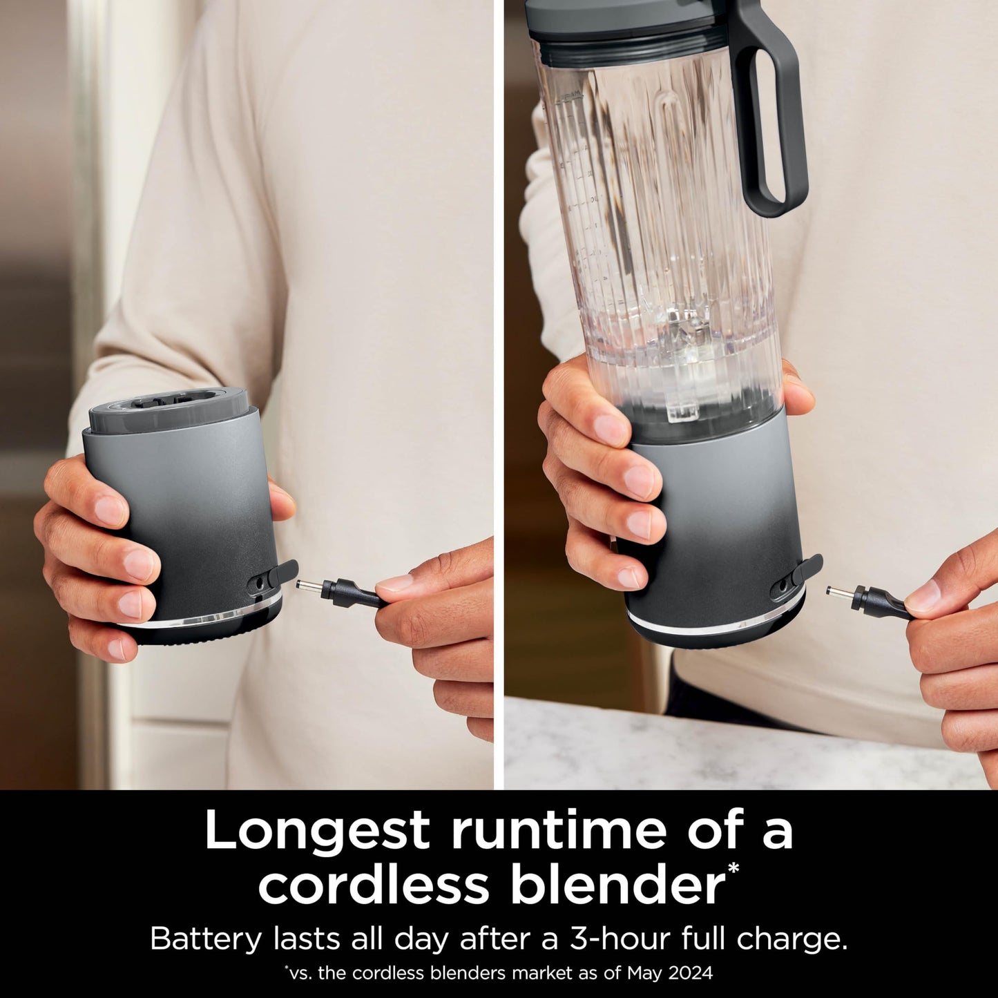 Ninja Blast Max Portable Blender, Twist & Go, 22oz/650mL, Grey, BC251CGY Ninja