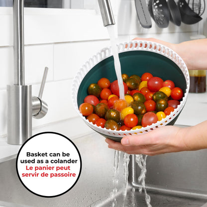 Starfrit Collapsible Salad Spinner 3L Capacity - Compact Storage - Basket Doubles as Colander - Bowl Can Be Used For Serving - Available at All In One Marketplace Canada