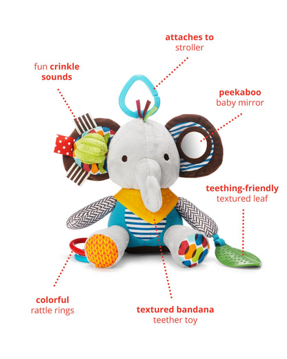 Skip Hop Bandana Buddies Baby Activity and Teething Toy with Multi-Sensory Rattle and Textures, Elephant Skip Hop