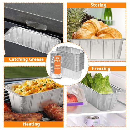50 Pack Drip Pan Liners for Blackstone Griddle 36" 30" 28" 22" 17", a Cleaning Brush, Aluminum Disposable Grease Drip Cup Liners, Grease Catcher Trays,Griddle Accessories for Outdoor Cooking