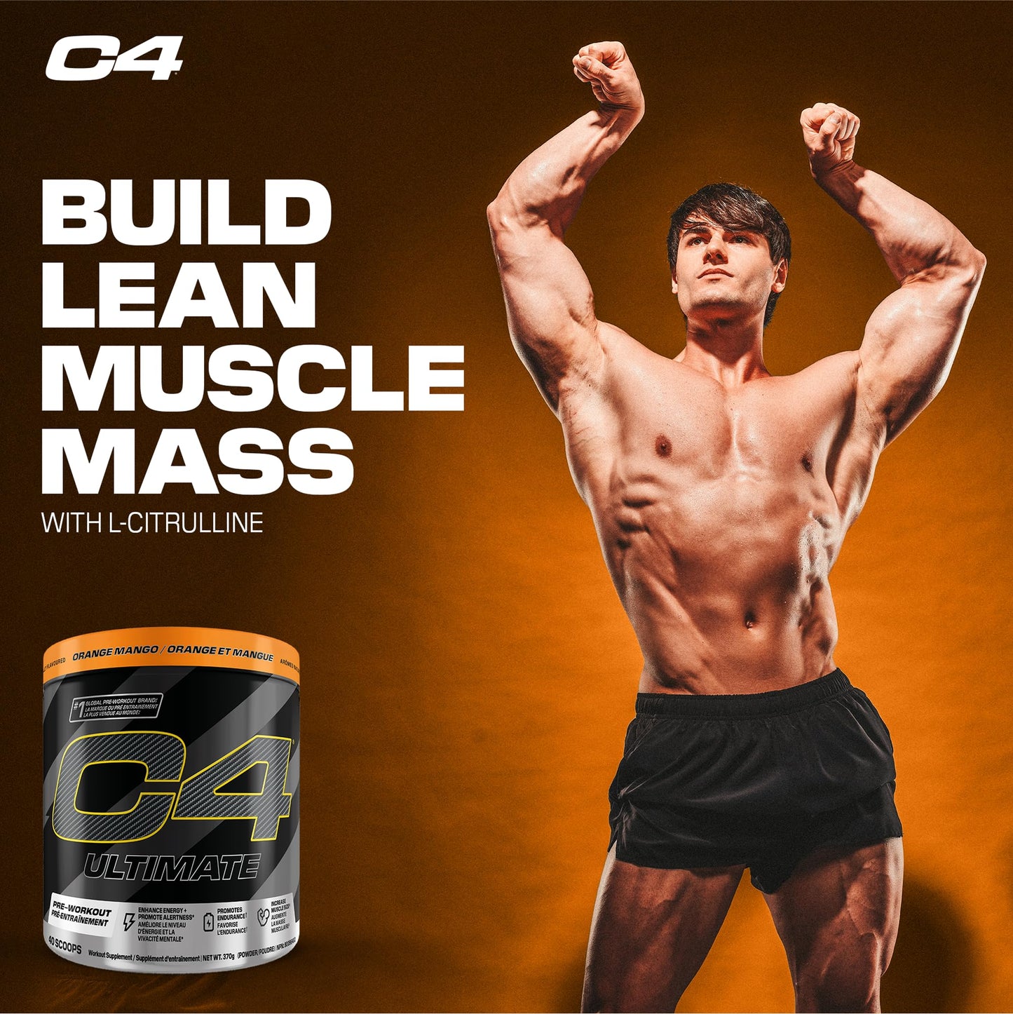Cellucor C4 Ultimate Pre Workout Powder - Sugar Free Preworkout Energy with 300mg Caffeine and Creatine for Men & Women - Orange Mango, 20 Servings Cellucor