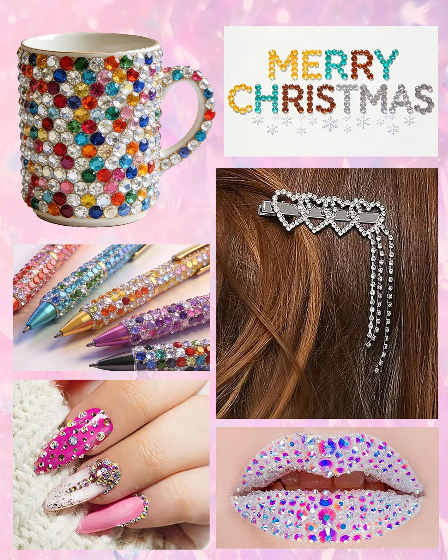 62,000pcs/64-Cells Bedazzling Kit, with 32,000pcs 3mm Nail Rhinestones in 40Colors for Bedazzling & 30,000pcs Clear Flatback Nail gems,6 Bottles B7000 Jewelry Glue, 2 Tweezers & 2 Dotting Pens - Available at All In One Marketplace Canada