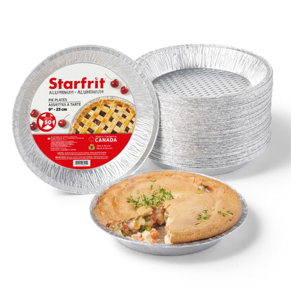 Starfrit 50-Pack Aluminum Pie Plates, 9", Disposable, Oven & Freezer Safe Starfrit