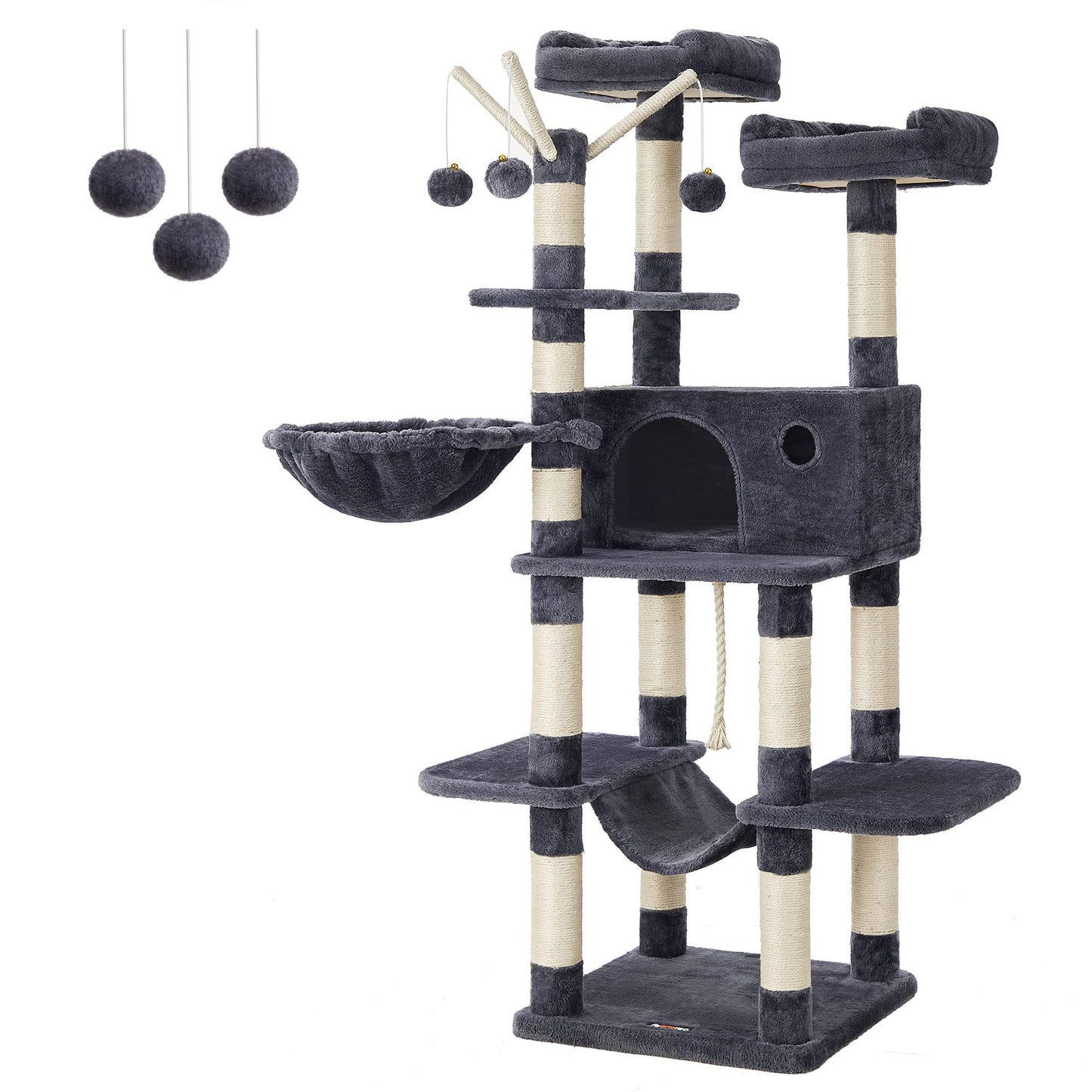 FEANDREA Cat Tree, Large Cat Tower, 64.6 Inches Cat Activity Center Feandrea