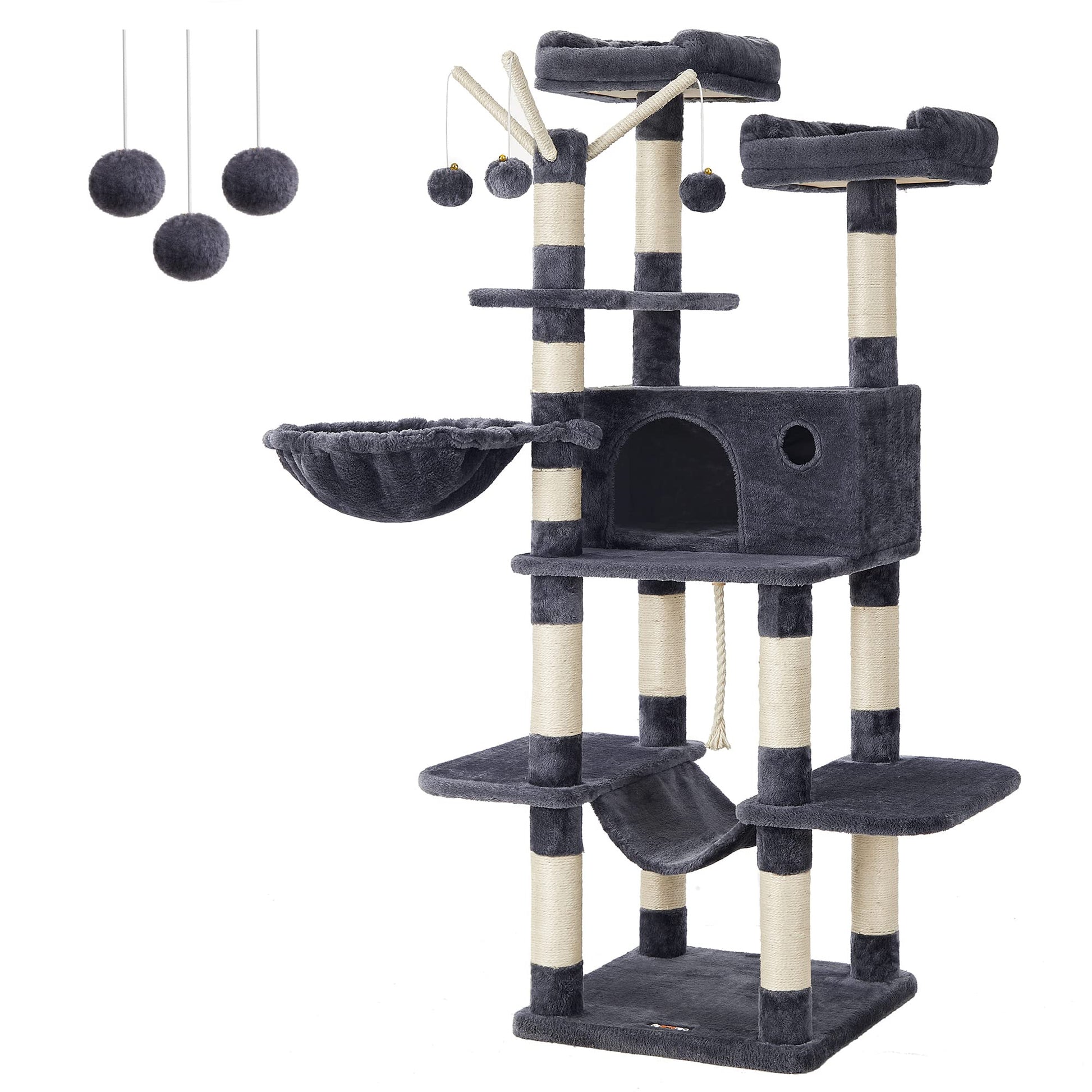 FEANDREA Cat Tree, Large Cat Tower, 64.6 Inches Cat Activity Center Feandrea