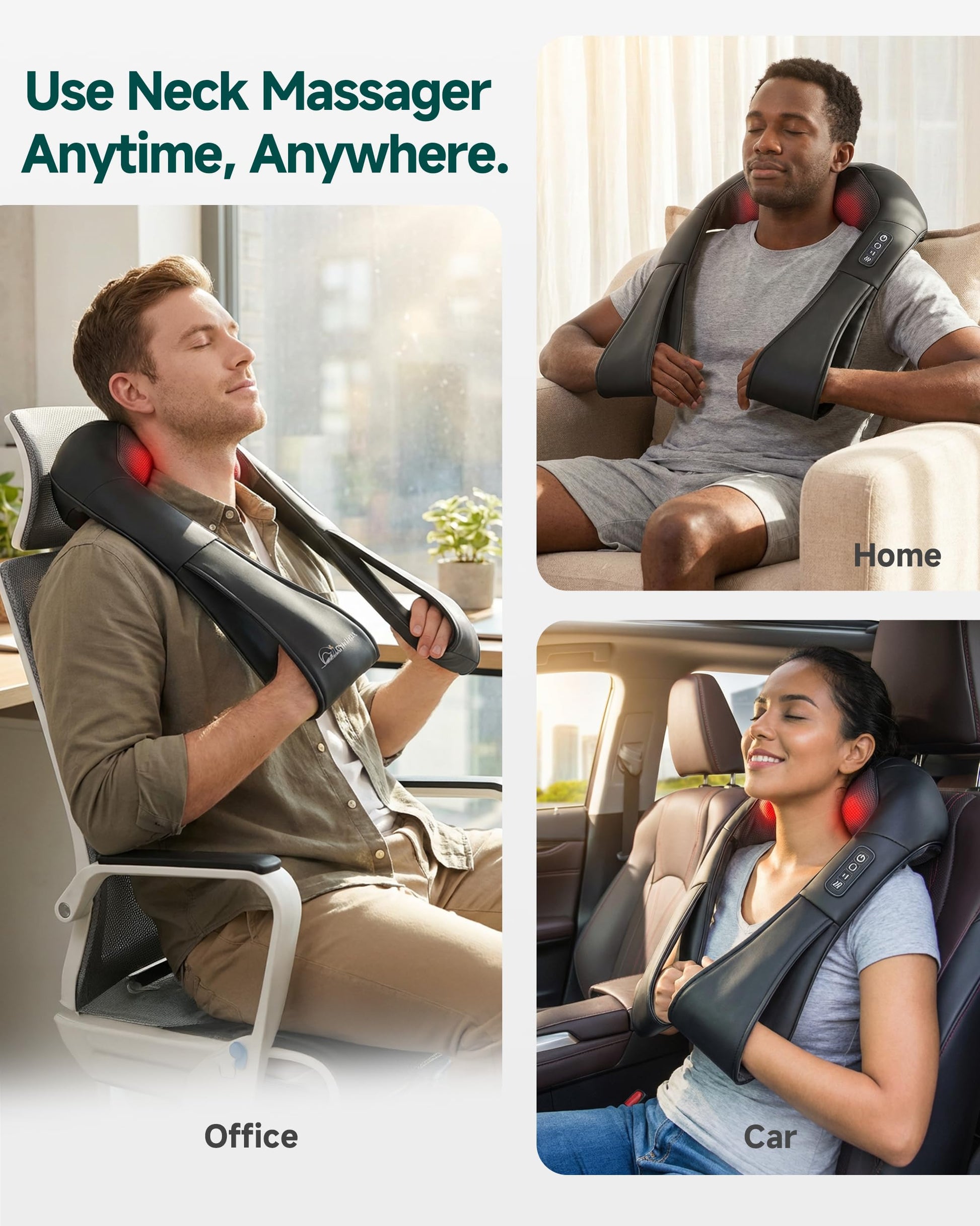 Snailax Shiatsu Neck Massager with Heat, 8 Kneading Nodes for Shoulders 🍁 All In One Marketplace Canada Snailax