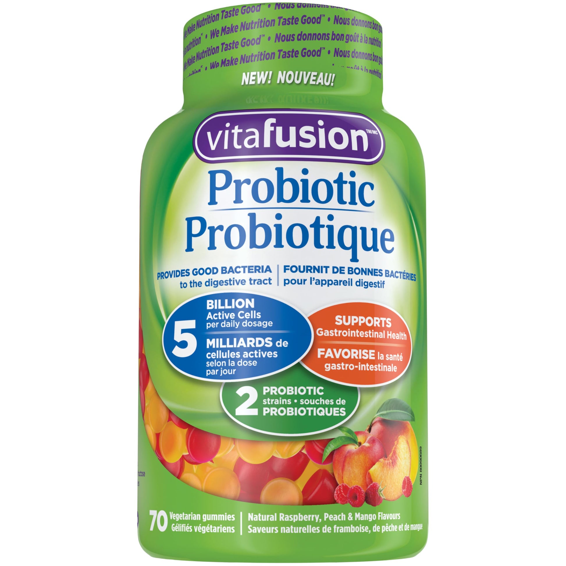 Vitafusion Probiotic Gummies - Provides Good Bacteria to the Digestive Tract, 5 Billion Active Cells, 2 Probiotic Strains, Supports Gastrointestinal Health, 35-Day Supply - 70 Count Vitafusion store