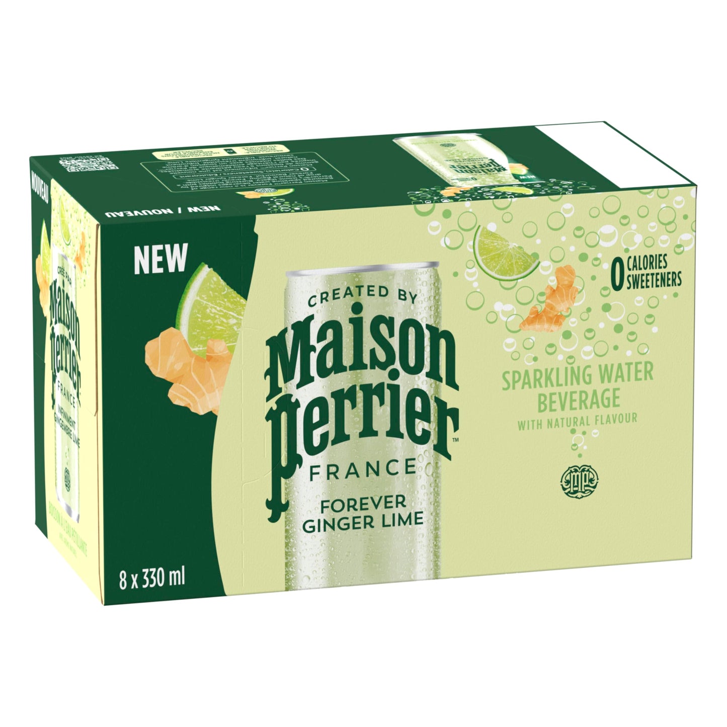Maison Perrier Forever Ginger Lime Sparkling Water – 24 Pack of 330ml Cans