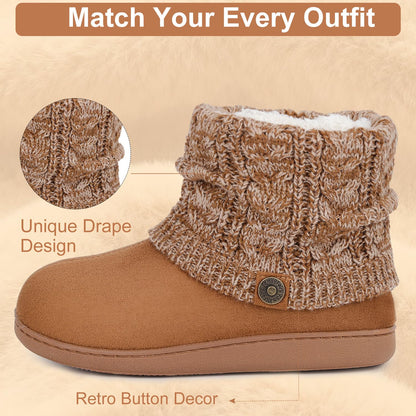 FamilyFairy Women's Bootie Slippers Warm Winter Boots Camel, 7-8 🍁 All In One Marketplace Canada