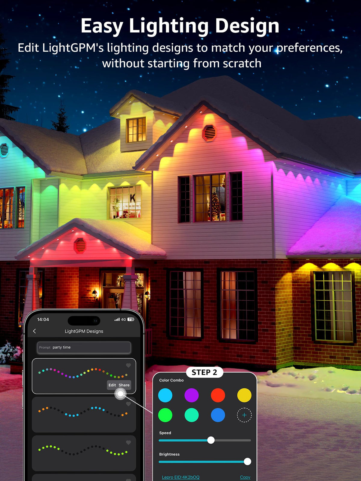 Lepro EE1 AI Permanent Outdoor Lights APP Control, 300ft 180 RGB+IC LED & Dual Output, Works with Alexa & Google, Waterproof Eave Light for Christmas, Halloween, House Decor, 2.4GHz WiFi/Bluetooth 🍁 All In One Marketplace Canada