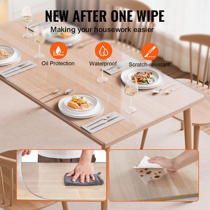 VEVOR Plastic Table Cover, 40 x 60 Inch 2.0 mm Thick Clear Table Protector, Rectangle PVC Desk Mat, Waterproof & Easy Cleaning Desk Pad Tablecloth, for Office Dresser Dining Room Table Night Stand VEVOR