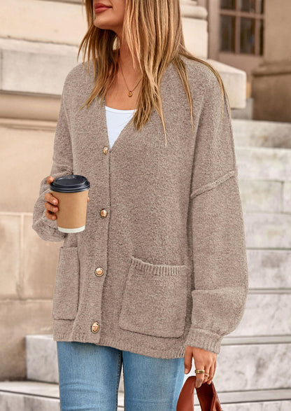 PRETTYGARDEN Oversized Chunky Cardigan Sweaters for Women Light Khaki,M 🍁 All In One Marketplace Canada