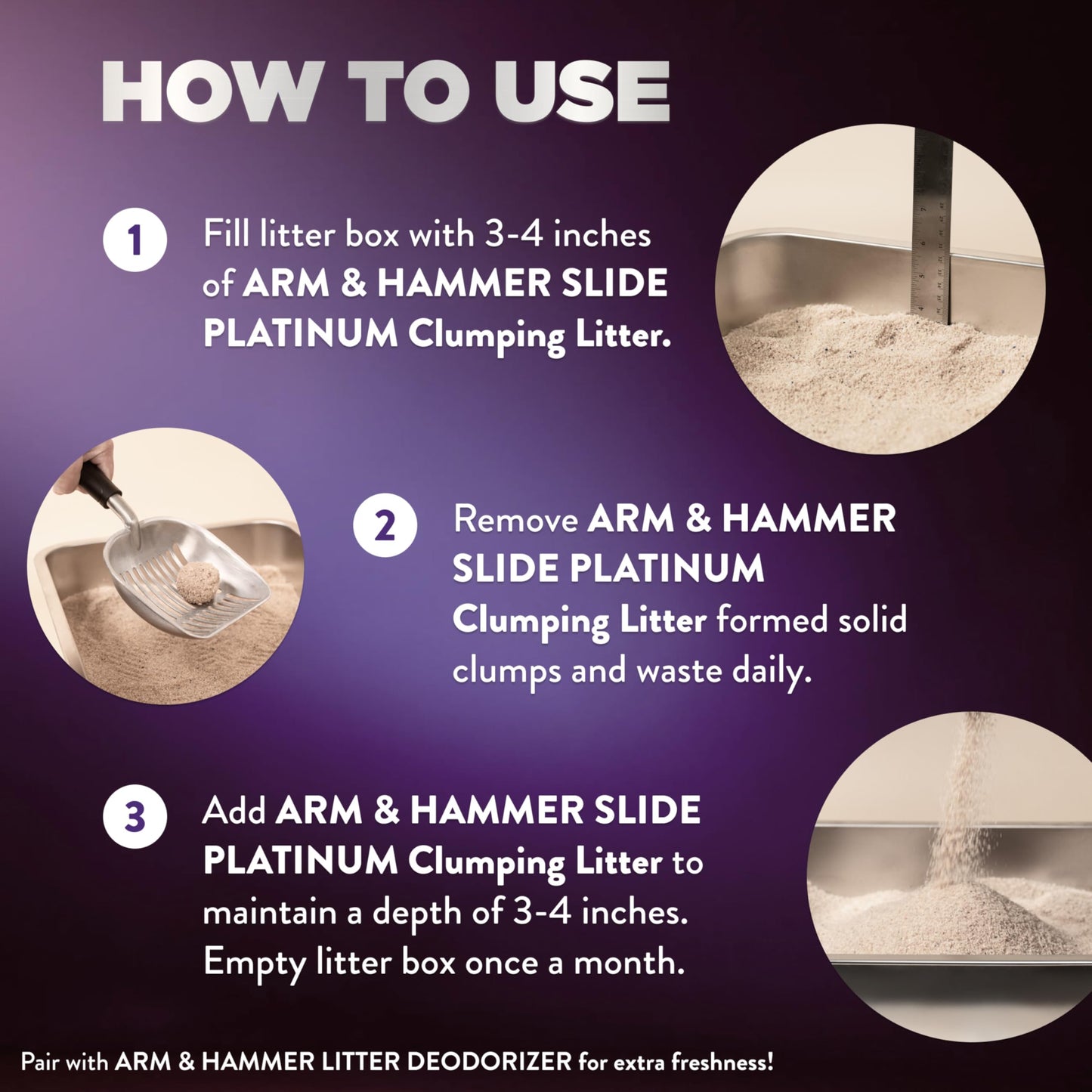 Arm & Hammer Platinum Clumping Cat Litter, 2x Longer Odour Control, Multi-Cat Clay, Ultimate 14-Day Freshness, Extra Oduor Eliminators, Effortless Clean, Dust-Free, Heavy-Duty Clumping, 8.16kg