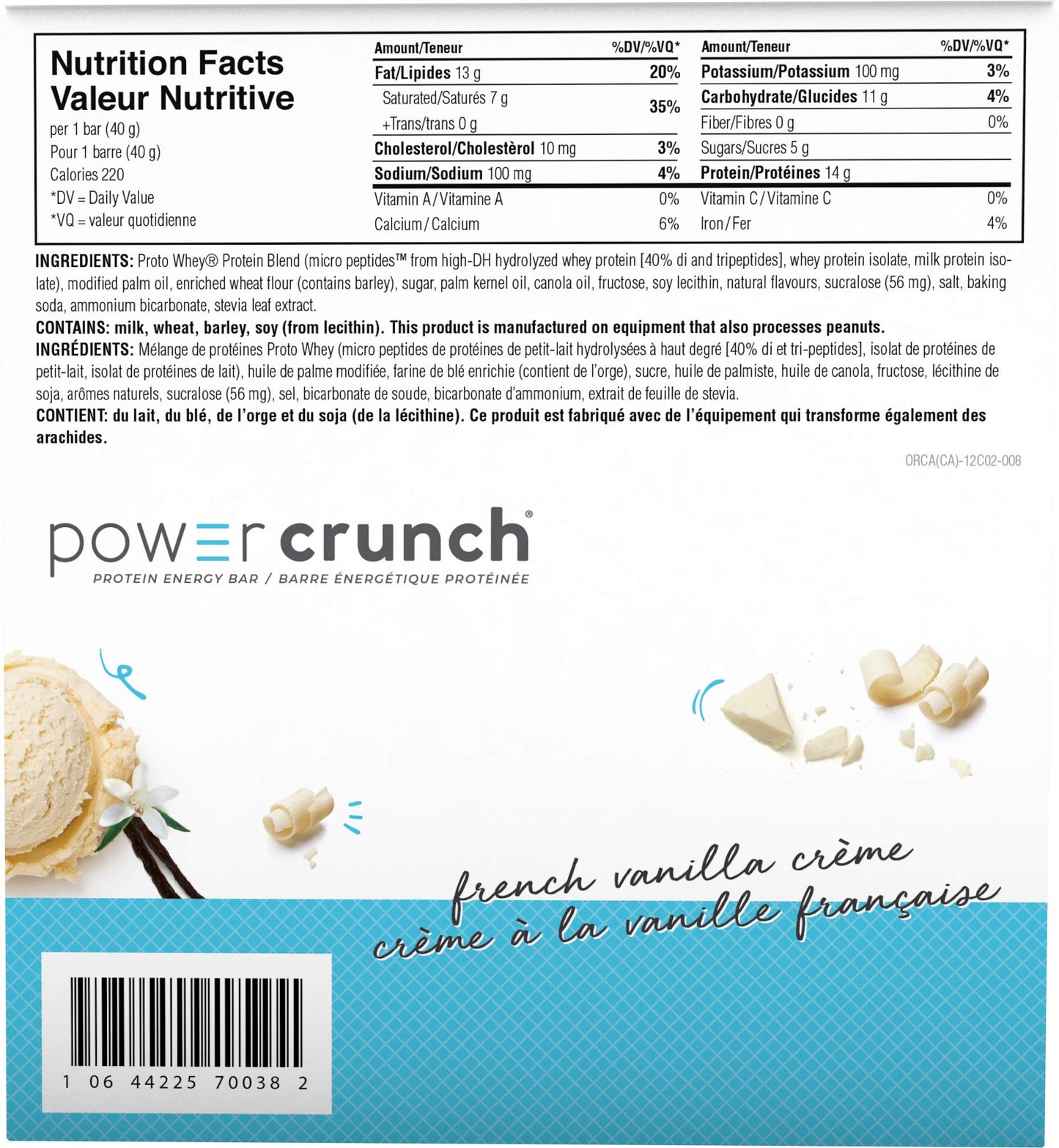 Power Crunch Protein Bars French Vanilla Crème 12 Count – High Protein Wafer Bar, 13g Protein, Low Sugar, Cream-Filled Snack Bar Power Crunch