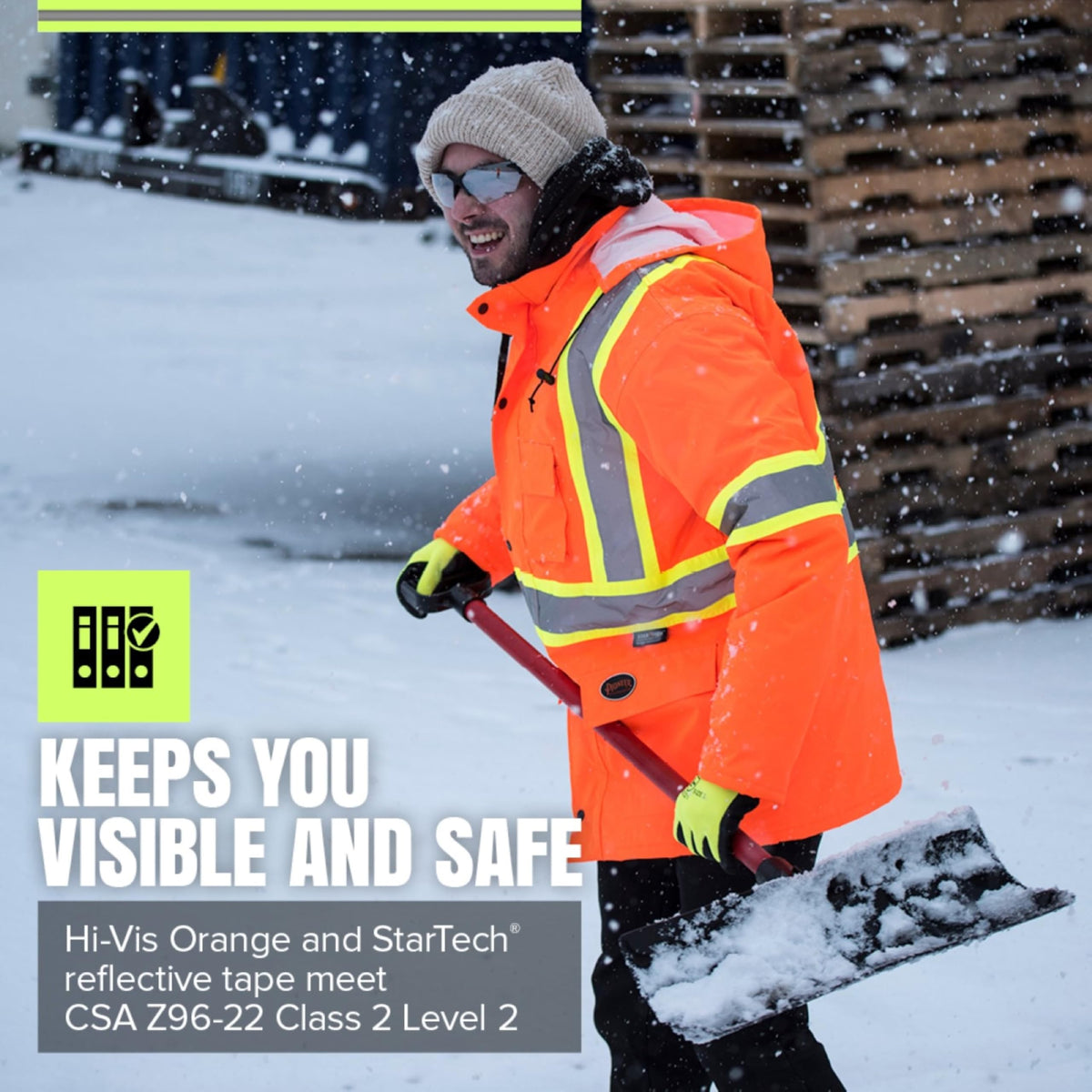 Pioneer Hi Vis Winter Work Jacket for Men - For Construction - Class 2 🍁 All In One Marketplace Canada
