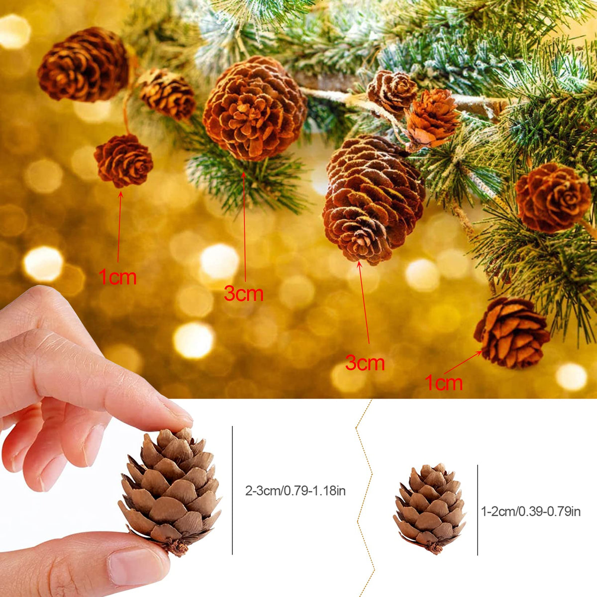 Natural Pine Cones, POTWPOT 100 Pieces Christmas Pinecones Small Pine Cones Bulk Christmas Pine Cones for Crafts Christmas Party Ornament DIY Home Decoration(2-3cm) 🍁 All In One Marketplace Canada