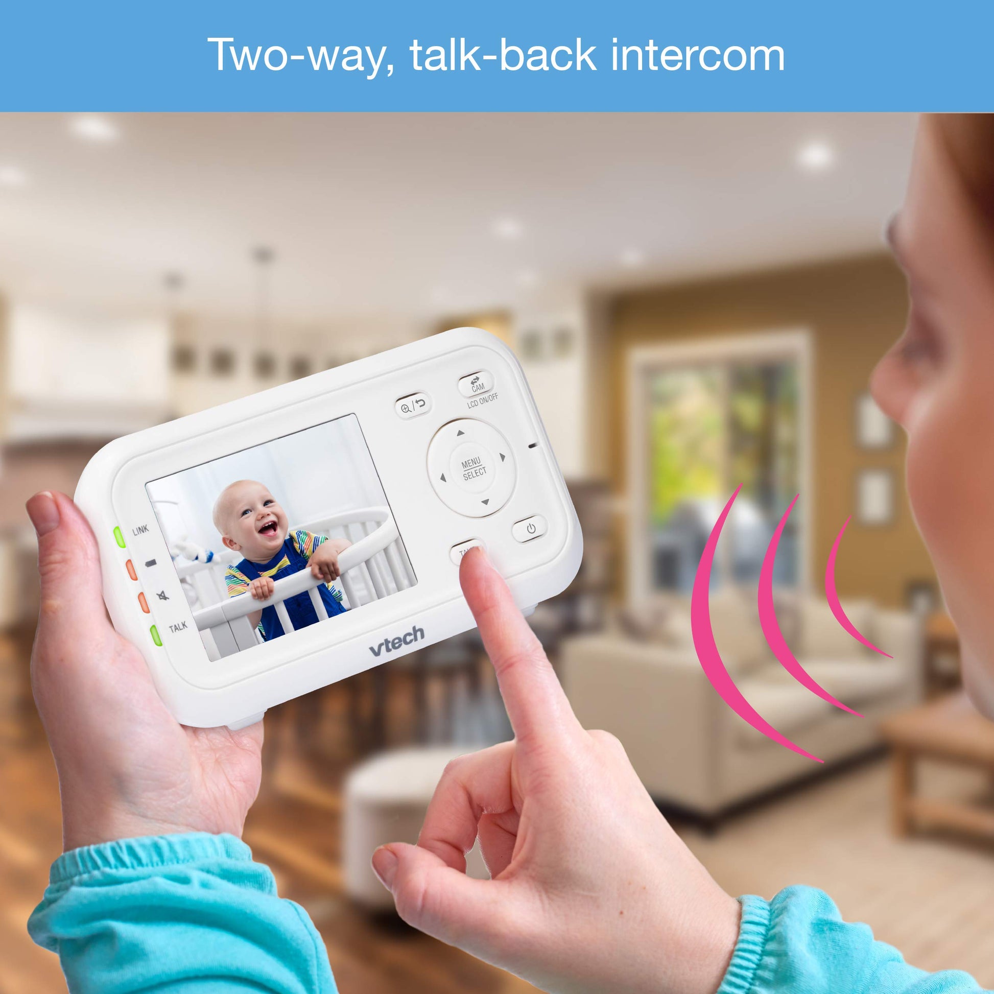 VTech VM3252-2 Digital Video Baby Monitor with 2.8" LCD 2 Cameras and Automatic Night Vision, 1 Count, White VTech