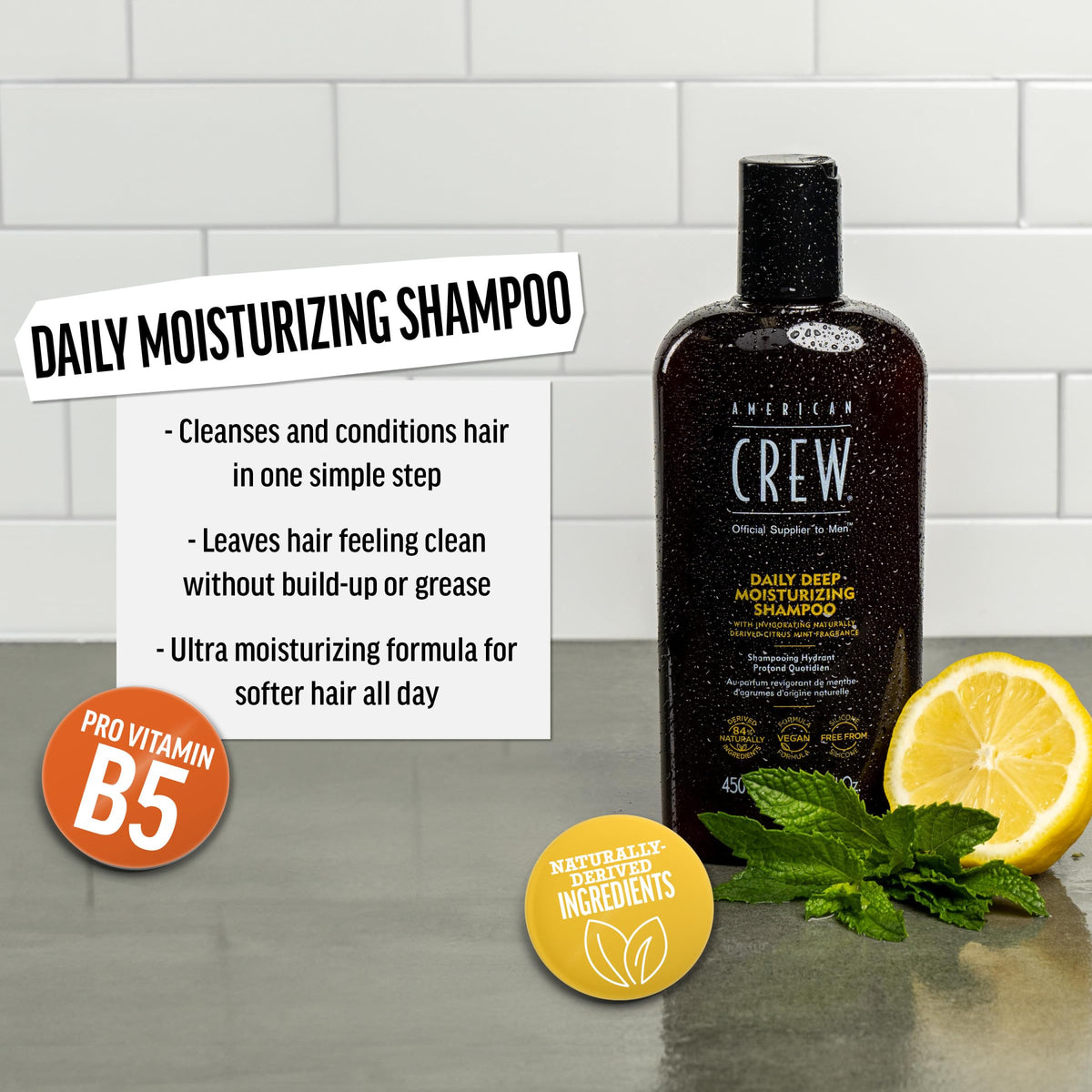 American Crew Men's Deep Moisturizing Shampoo, Citrus Mint, 8.45 fl oz