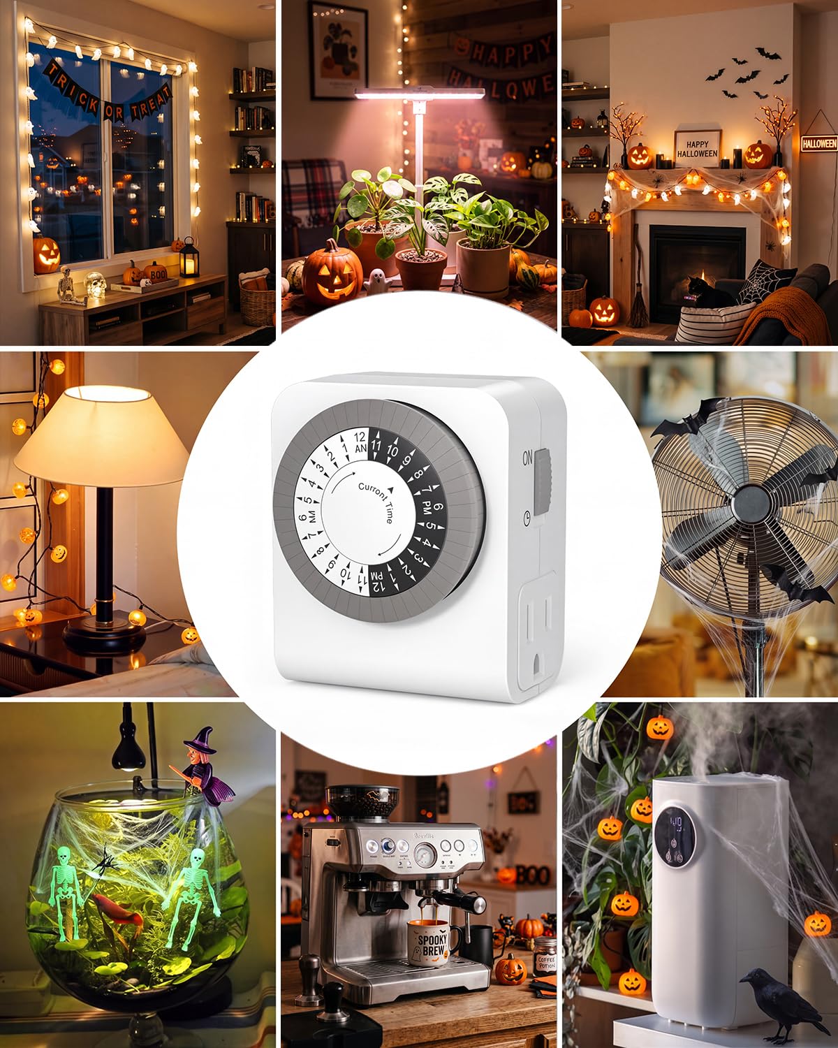 BN-LINK Indoor Dual Outlet Timers, Heavy-Duty Mechanical, 24-Hour, 3-Prong Design with 30-Minute Intervals for Lamps, Indoor Lighting, and Christmas Lights, White, 15A, 1875W, 2 Pack 🍁 All In One Marketplace Canada