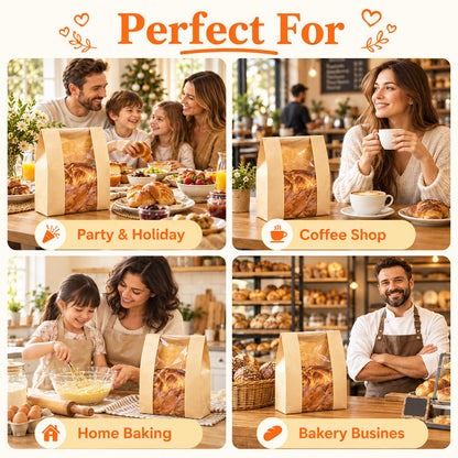 150p Sourdough Paper Bread Bags for Loaf, Cookie, Pastry, 13.7x8.2x3.5 in 🍁 All In One Marketplace Canada