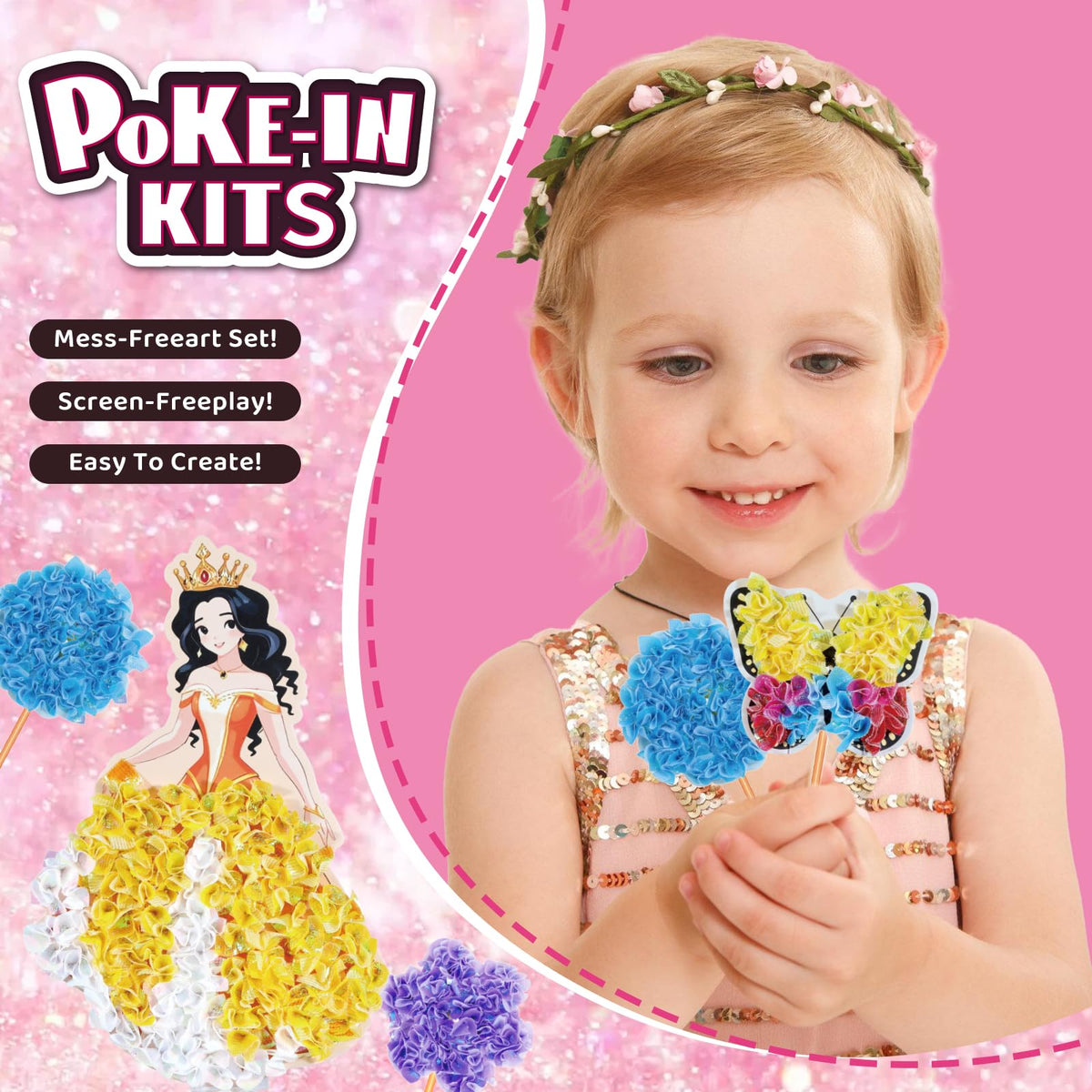 Poke Art Princess Kit Gift 10 Pcs Set,Crafts For Kids Ages 4-8, Diy Craft Kits With & Arts And Crafts For Kids.4, 5, 6, 7, 8, 9,10 Christmas Thanksgiving Birthday Gift Stitch Gifts For Girls 🍁 All In One Marketplace Canada