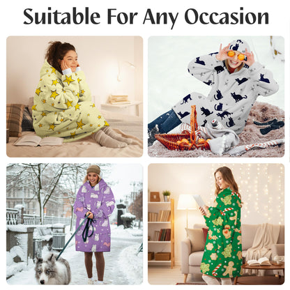 Queenshin Oversized Wearable Blanket Fluffy Hoodie for Women Men Girls Cat 🍁 All In One Marketplace Canada
