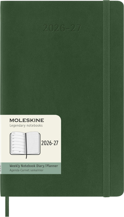 Moleskine Classic 18 Month 2026-2027 Weekly Planner, Soft Cover, Large (5" x 8.25"), Myrtle Green, 208 pages