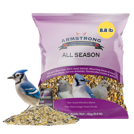 Armstrong All Season Blend, Premium Wild Bird Seed Mix, 4KG (8.8LB) Bag - Available at All In One Marketplace Canada